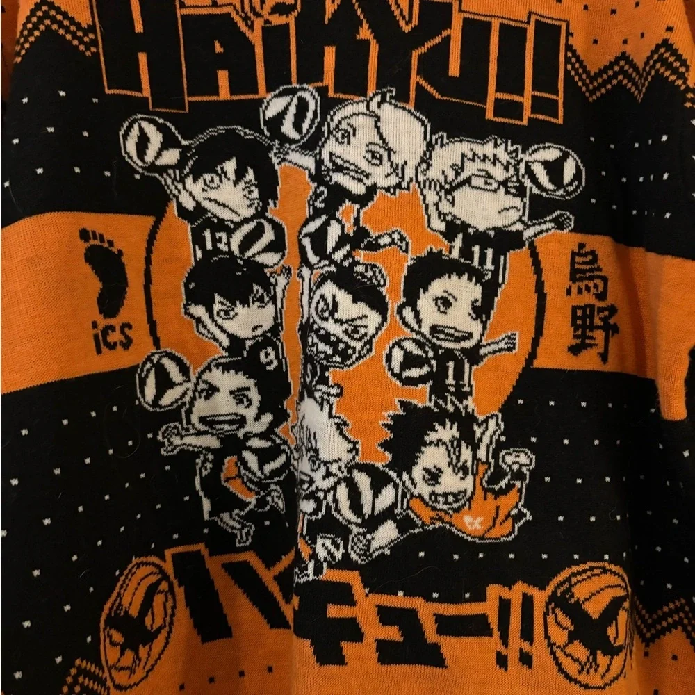 Boxed Lunch 2XL Haikyu Karasuno Crows Chibi Mens Sweater‎